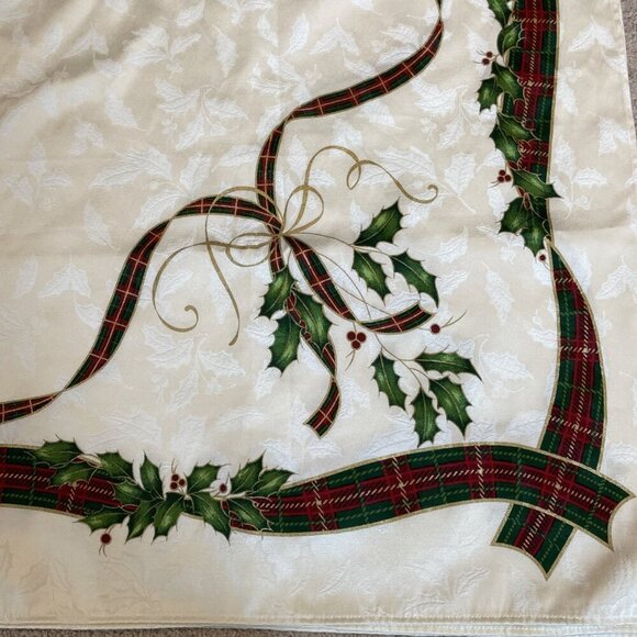 Vintage Lenox American By Design Holiday Nouveau Tablecloth Plaid Ribbons 58X102 - Picture 1 of 11